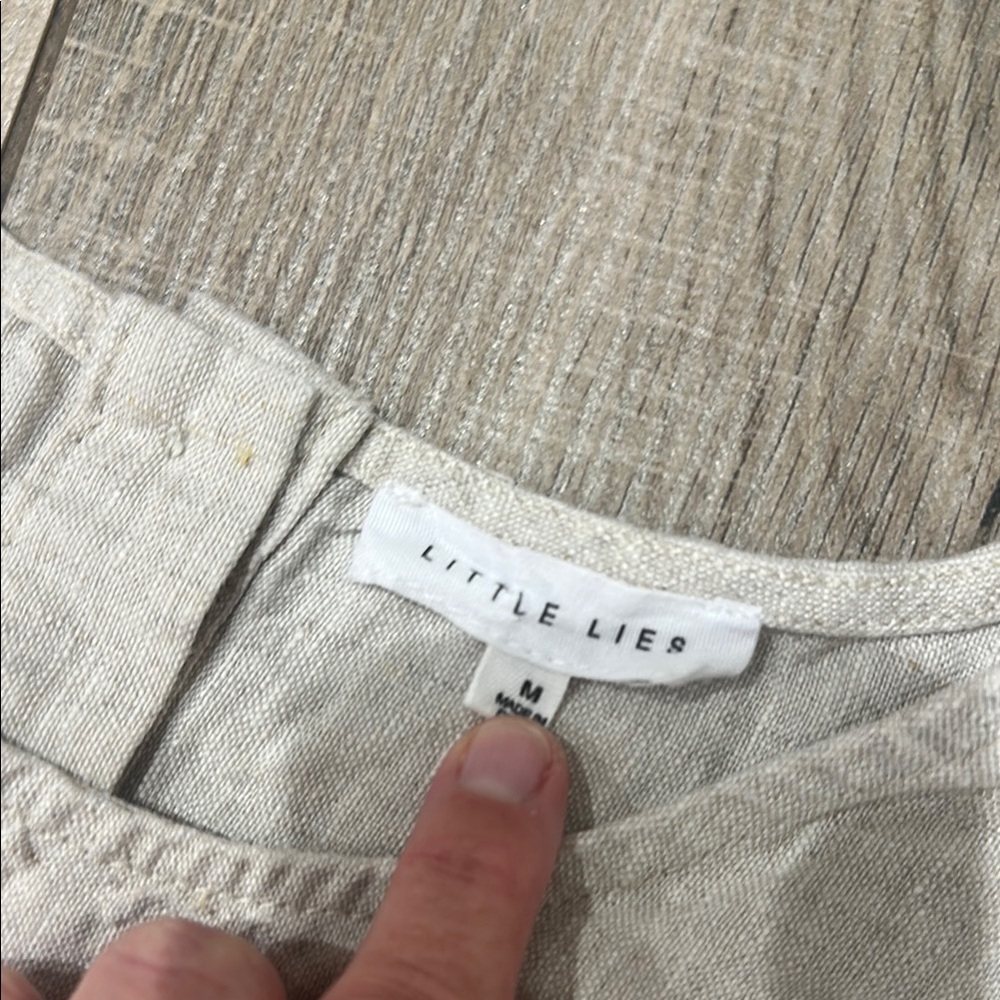 Women's Two-Piece Skirt Set - Beige Linen-Blend - Picture 6 of 7